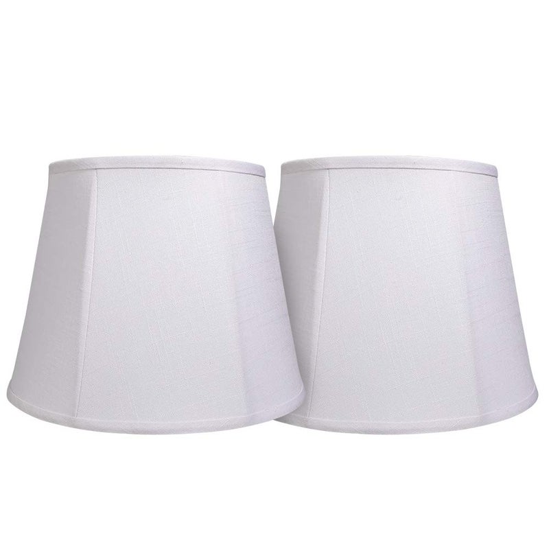 TooToo Star Double Tootoo Star White Lamp Shade Set of 2, Large Drum Lampshade for Floor Light and Table Lamp 10x14x10 inch, DIY Fabric Natural Linen Hand Crafted, Spider (White, 10x14x10 inch) - Image 1